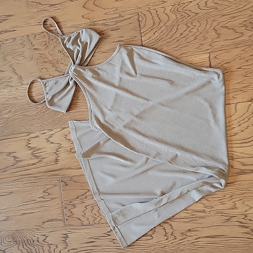 Bow Halter Maxi Dress in Light Taupe